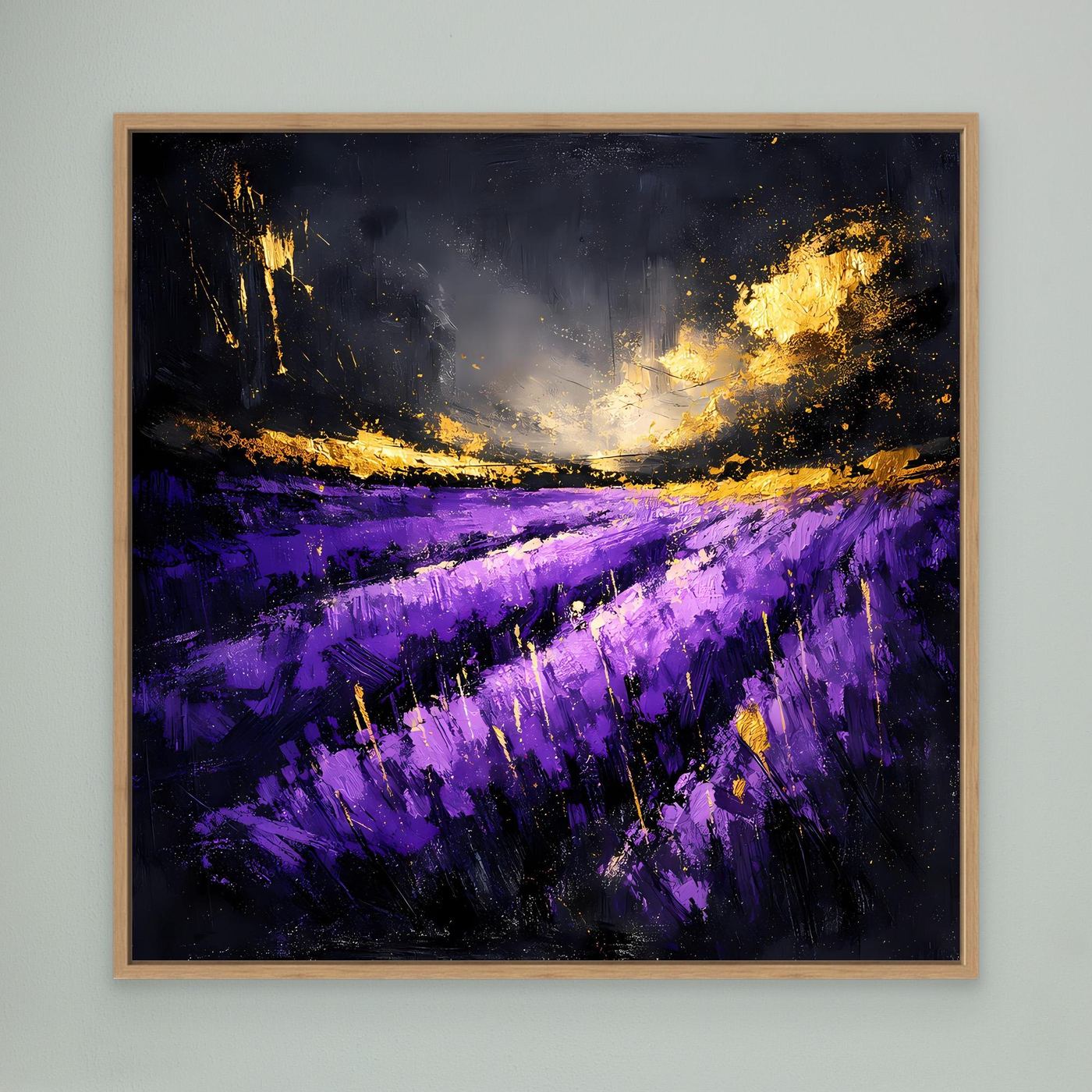 Leinwand Abstraktes Lavendelfeld im Abendlicht | Modernes Natur Wandbild