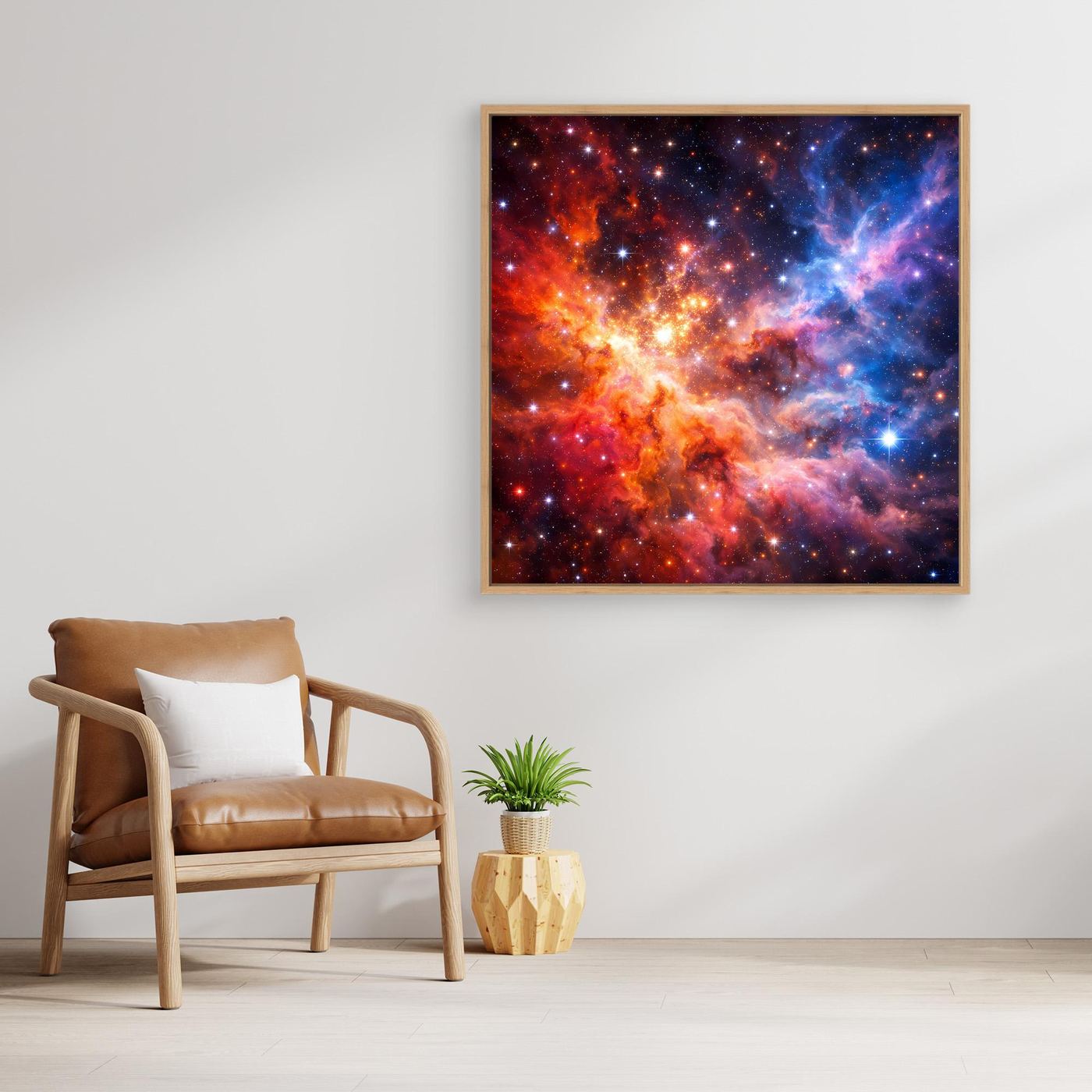 Leinwandbild mit kosmischem Nebelmotiv, Holzrahmen