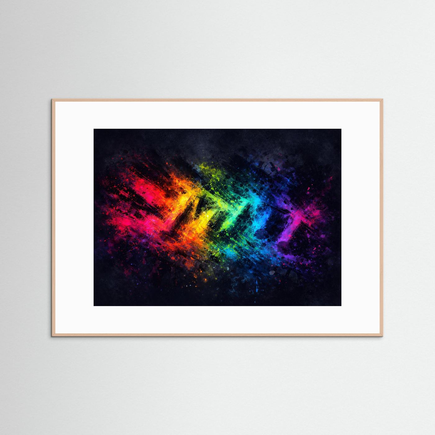 Explosive Regenbogen Kunst | Bunkts Abstraktes Wandbild & Kunst Poster Querformat