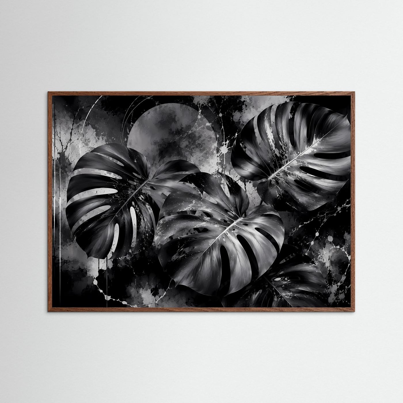 Monstera Schwarz Weiß Wandbild | Moderne Botanische Kunst | Tropische Blätter in Monochrom | Minimalistisches Pflanzen Poster | Elegante Premium Wanddekoration