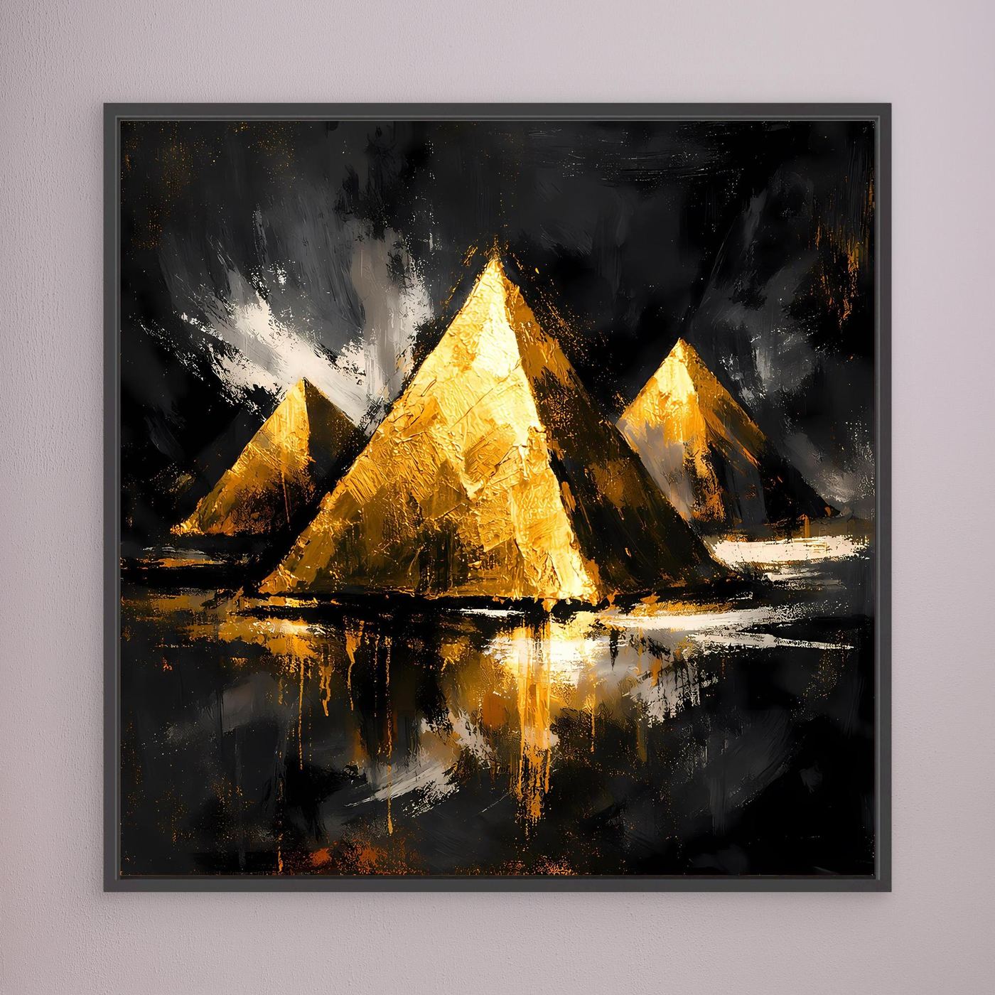 Leinwand Goldene Pyramiden von Gizeh | Abstraktes Ägypten Wandbild Modern