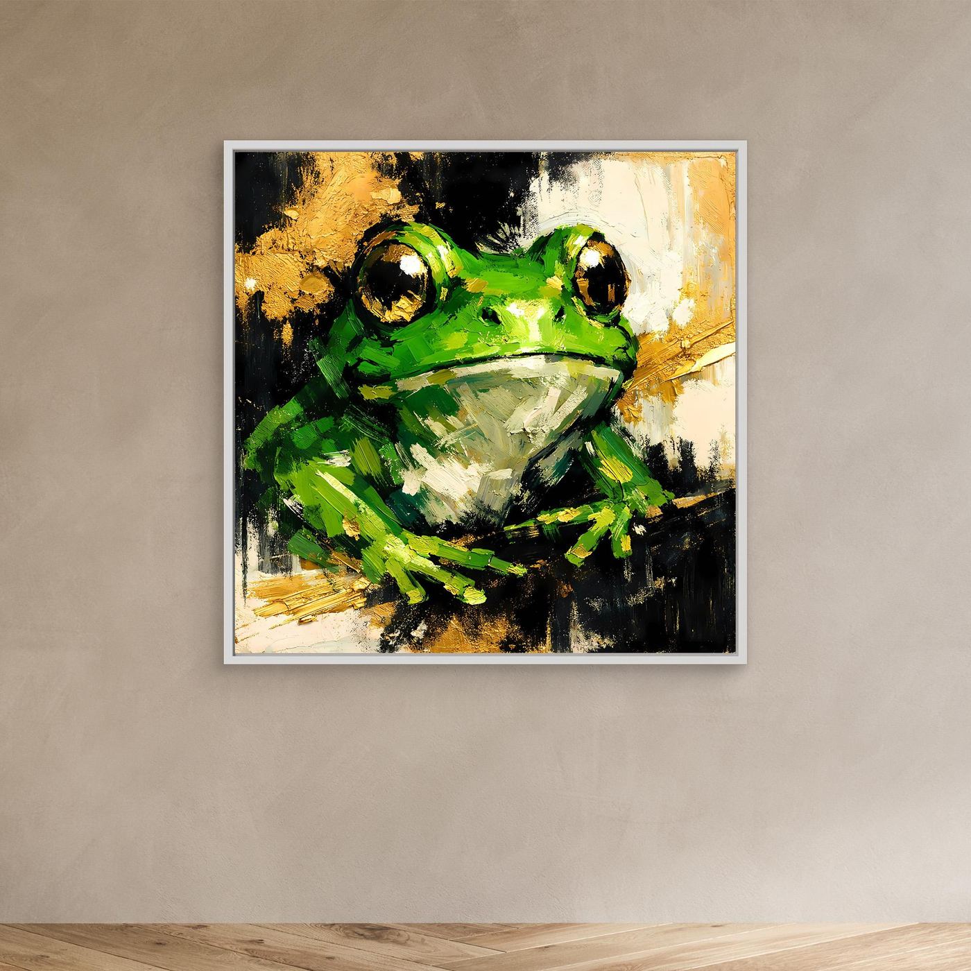 Leinwand Farbenfroher Grüner Frosch | Abstraktes Tier Wandbild