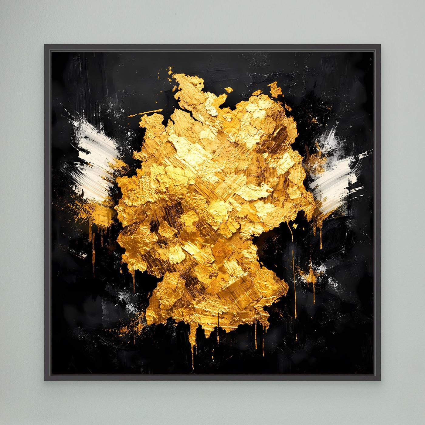 Leinwand Elegante Deutschlandkarte in Gold & Schwarz | Modernes Abstraktes Wandbild