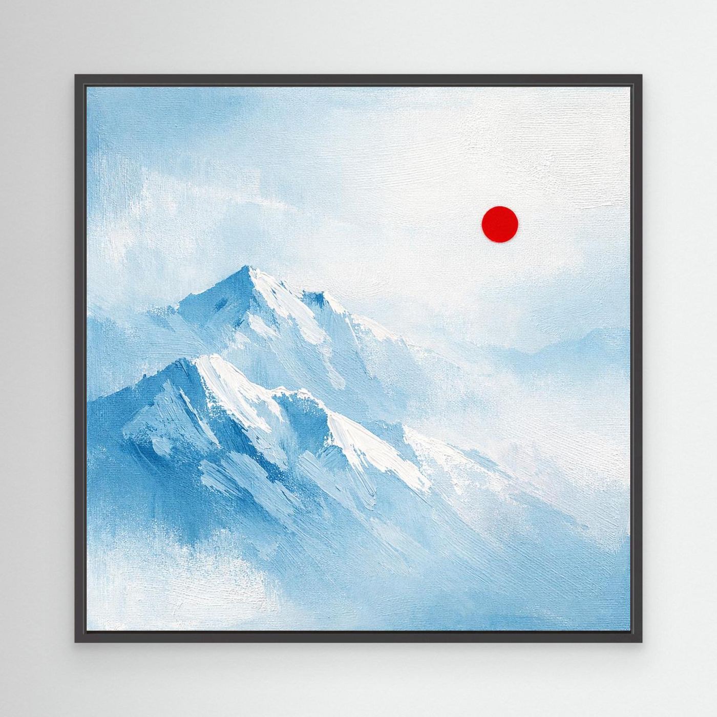 Leinwand Abstraktes Zugspitze Berg Wandbild | Alpin Minimalistisch Blau Weiß