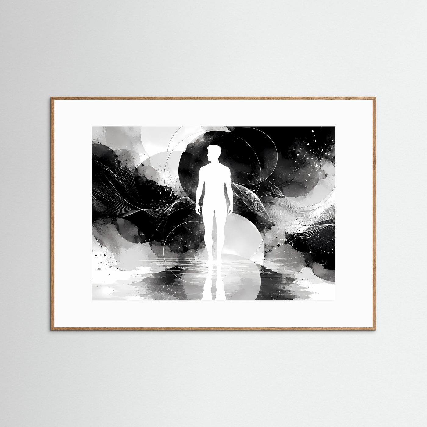 Abstrakte Mensch Silhouette Schwarz Weiß Poster | Minimalistische Line Art | Moderne Wandkunst | Spirituelles Design | Zeitgenössische Leinwand