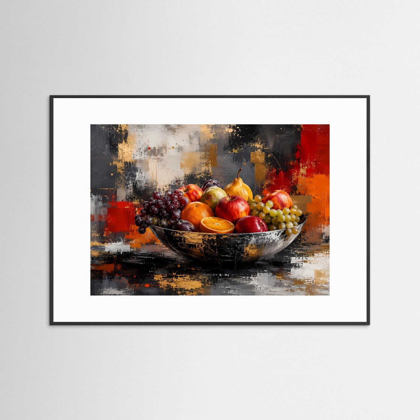 Moderne Obstschale im Stillleben-Design | Abstrakte Küchenkunst & Wandbild