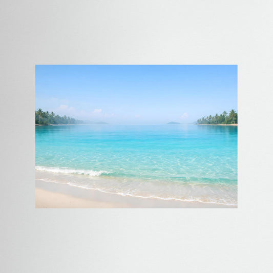 Traumhafte Tropenbucht mit Palmen | Panorama Strand & Meer Poster Querformat