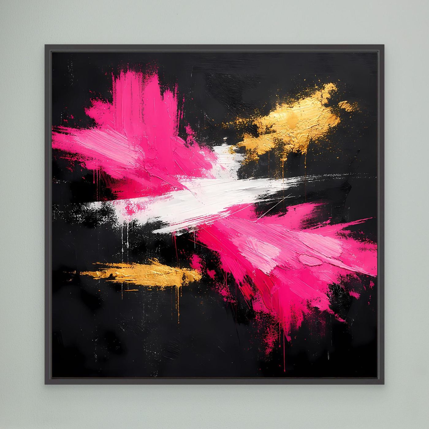 Leinwand Abstraktes Farbfeuerwerk in Pink & Gold | Modernes Acryl-Stil Wandbild