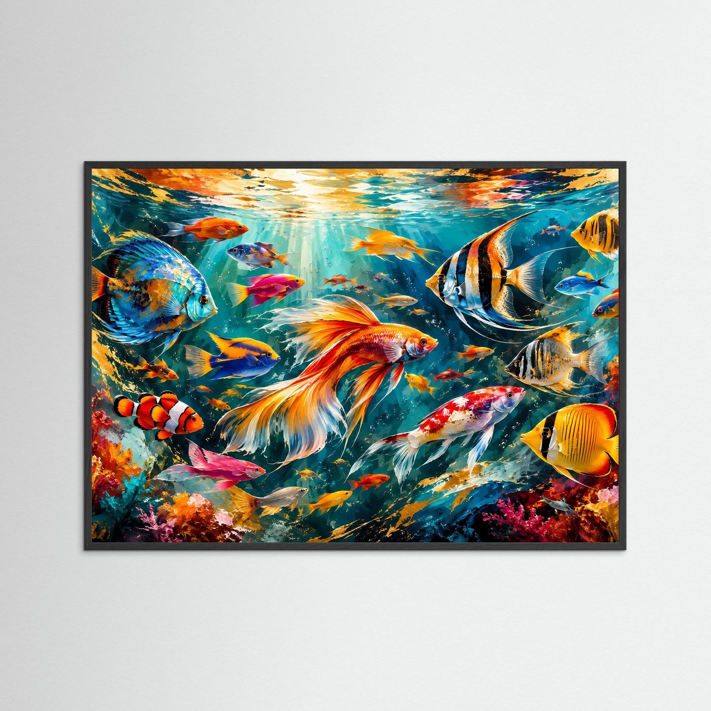 Unterwasserwelt in bunten Farben | Modernes Wandbild mit Korallenriff & exotischen Fischen