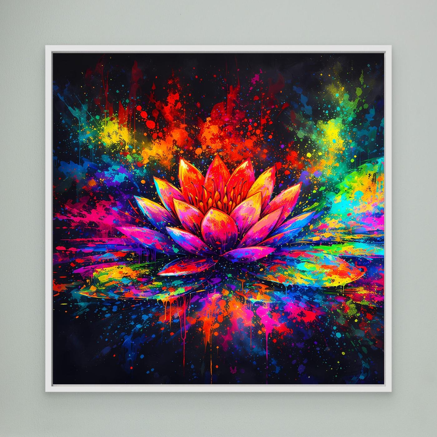 Leinwandbild Farbenfrohe Seerose | Abstraktes Lotus Wandbild auf Keilrahmen
