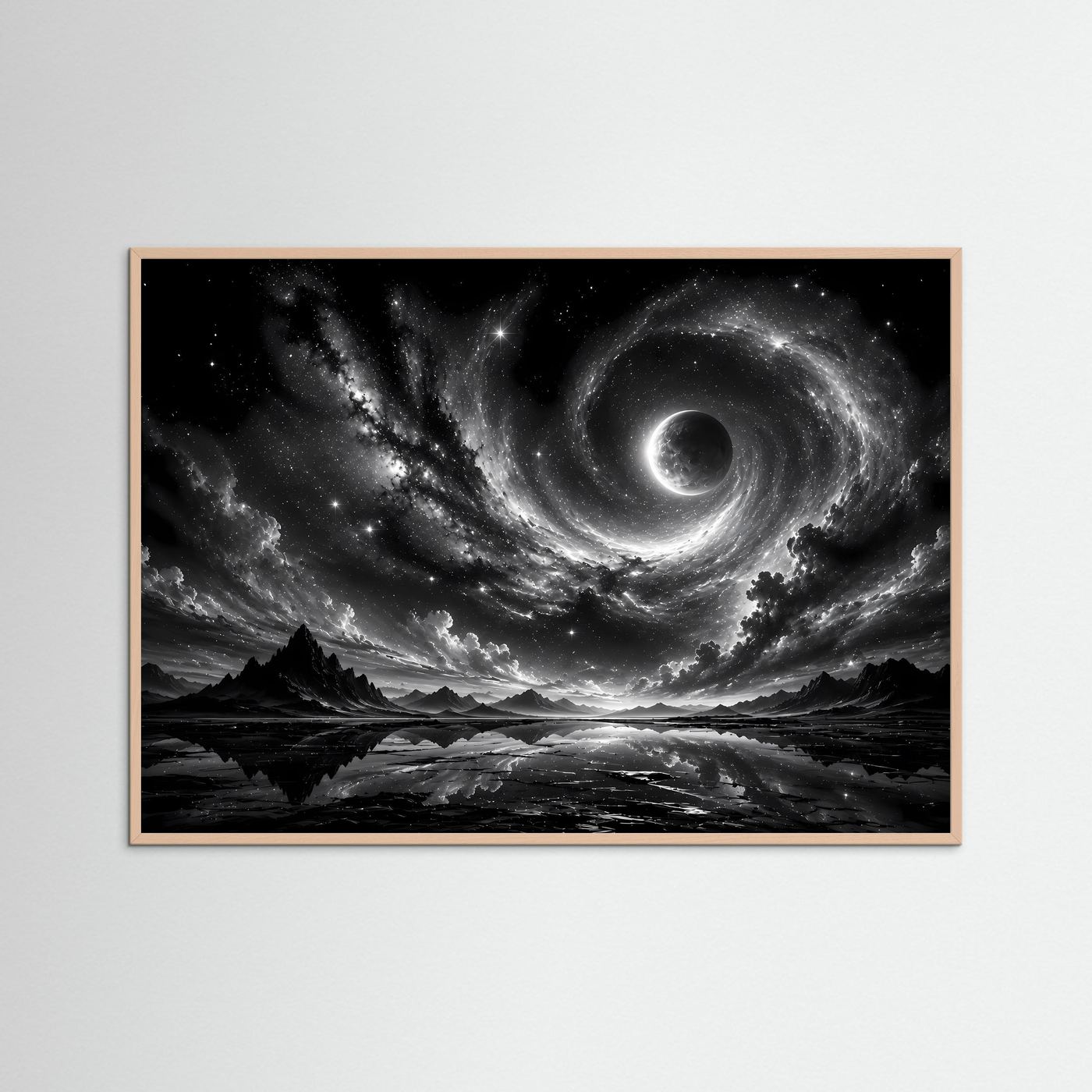 Schwarz Weiß Weltall Poster | Kosmisches Universum Wandbild | Abstrakte Galaxie Modern | Monochrome Wandkunst