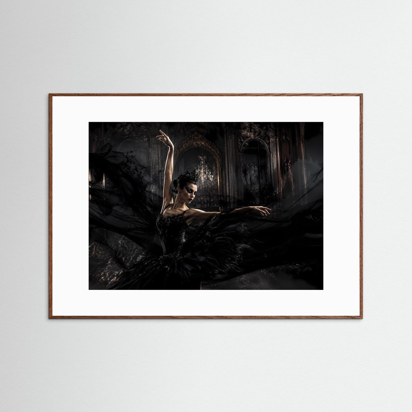 Dramatische Schwarzer Schwan Ballerina | Gothic & Eleganz Kunst Poster Querformat