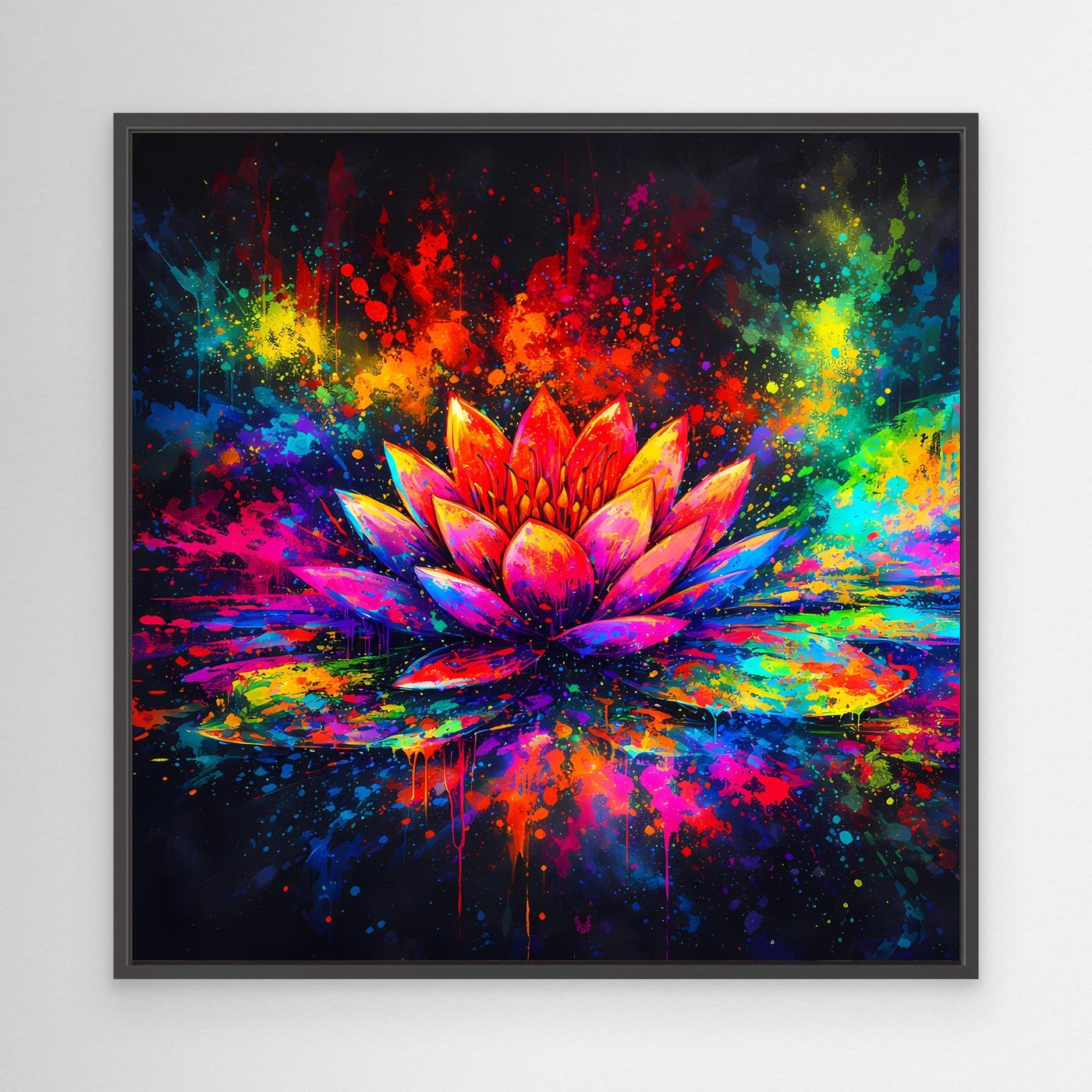 Leinwandbild Farbenfrohe Seerose | Abstraktes Lotus Wandbild auf Keilrahmen