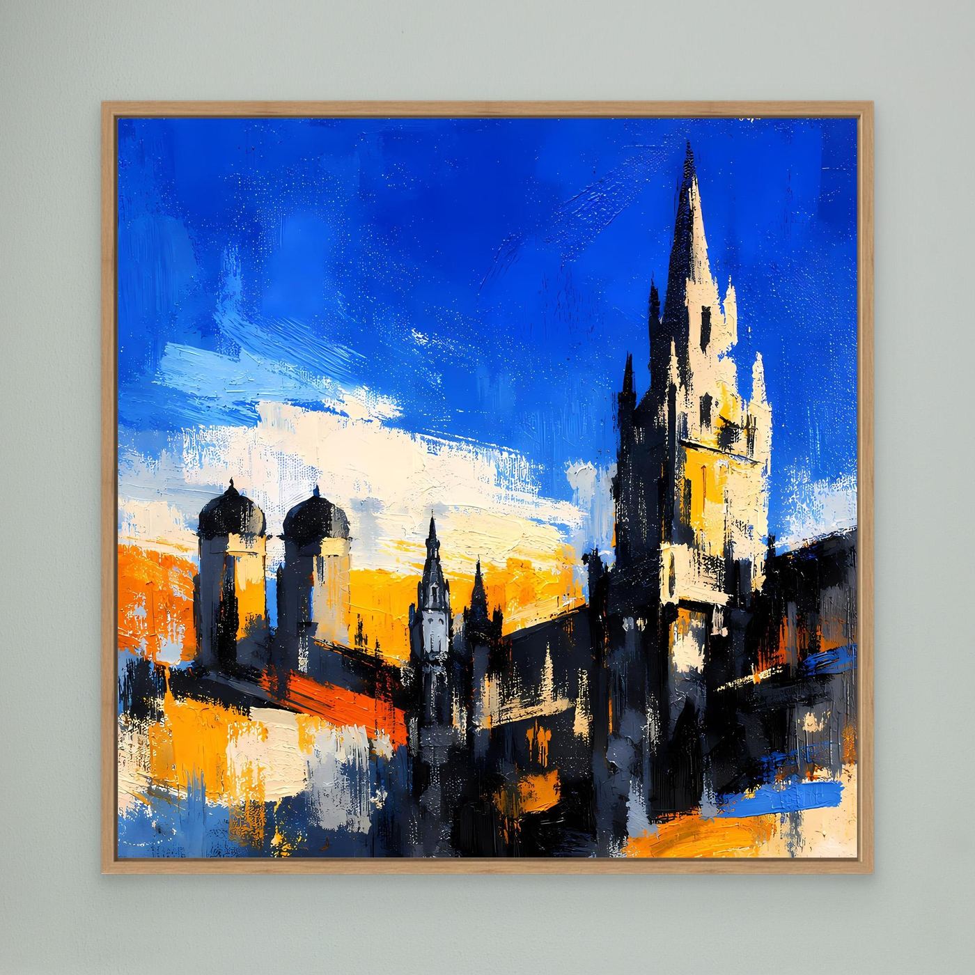 Leinwand Historische Stadtkulisse bei Sonnenuntergang | Abstraktes Architektur Wandbild