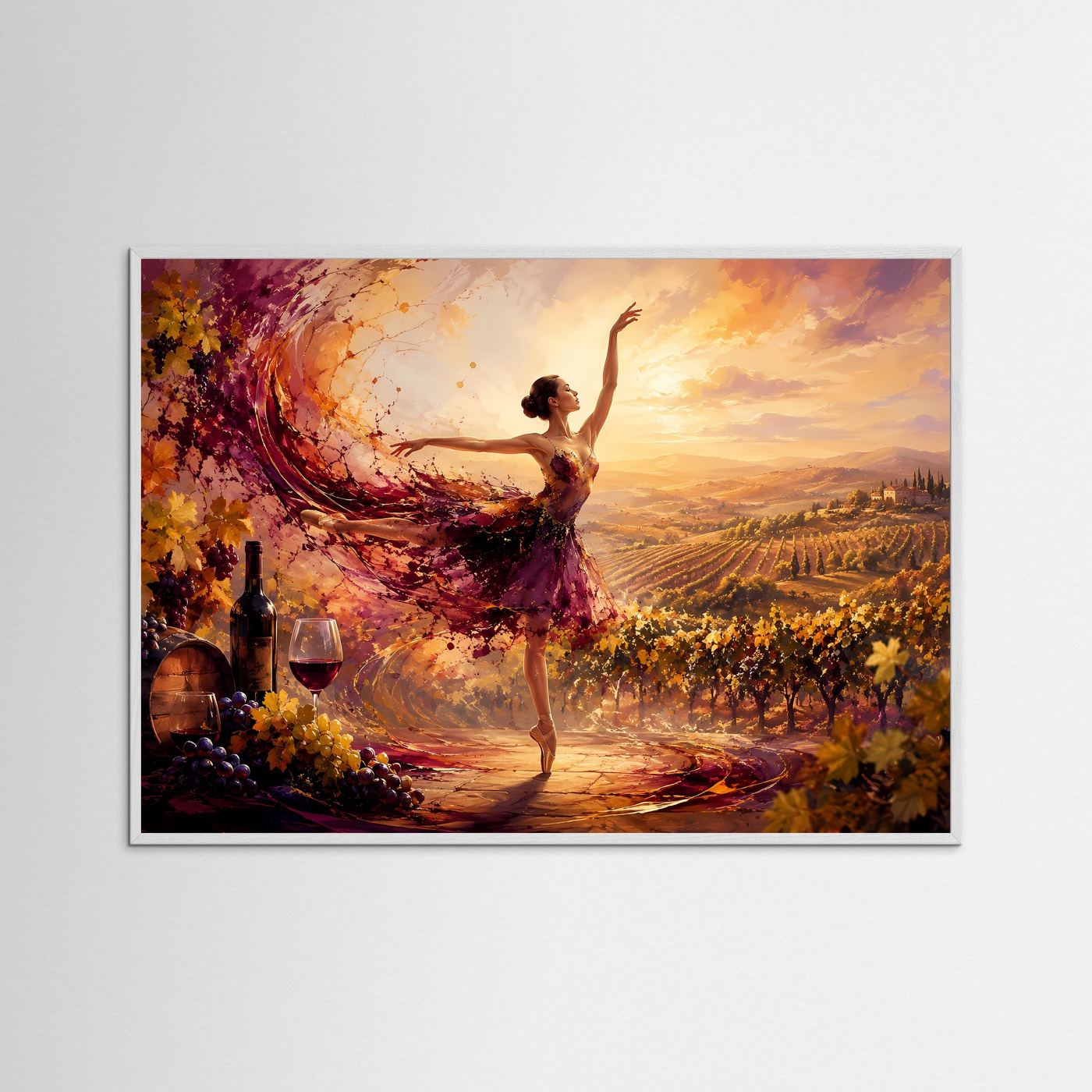 Ballerina im Weinberg | Elegantes Tanz Poster mit Toskana & Weinromantik