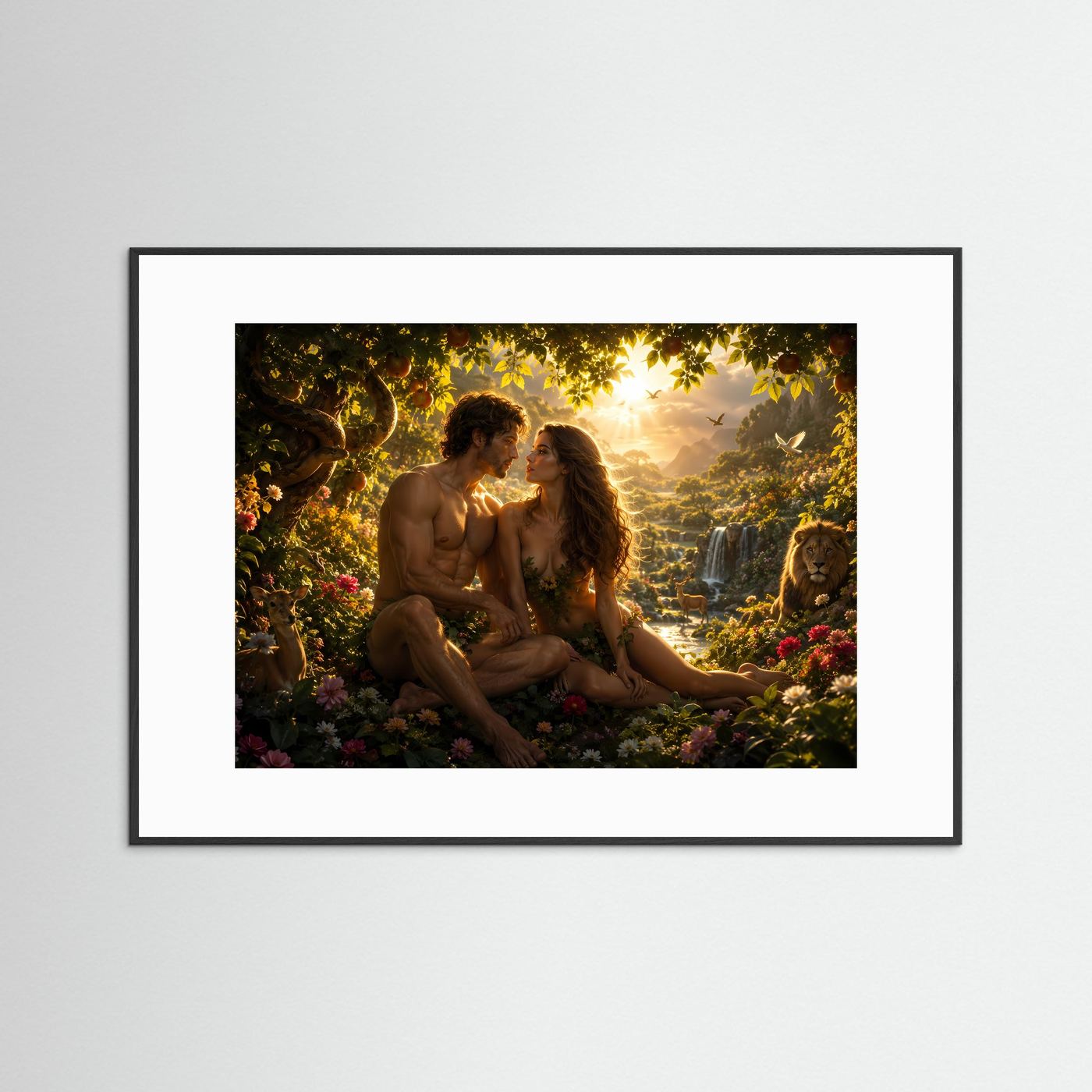 Garten Eden | Romantisches Natur & Mythologie Poster im Querformat