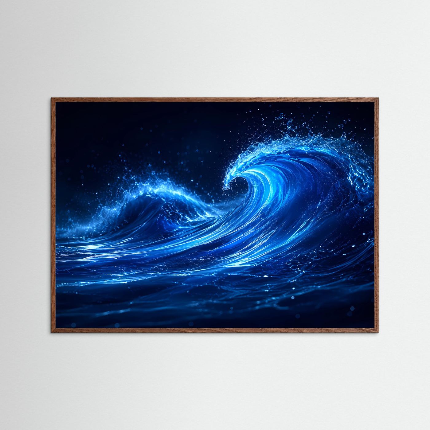 Kraft der Ozeane | Leuchtende Blaue Welle Poster im Modern Art Stil