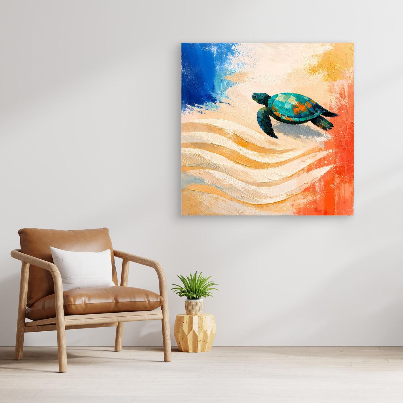 Leinwand Elegante Meeresschildkröte im Ozean | Abstraktes Strand & Meer Wandbild