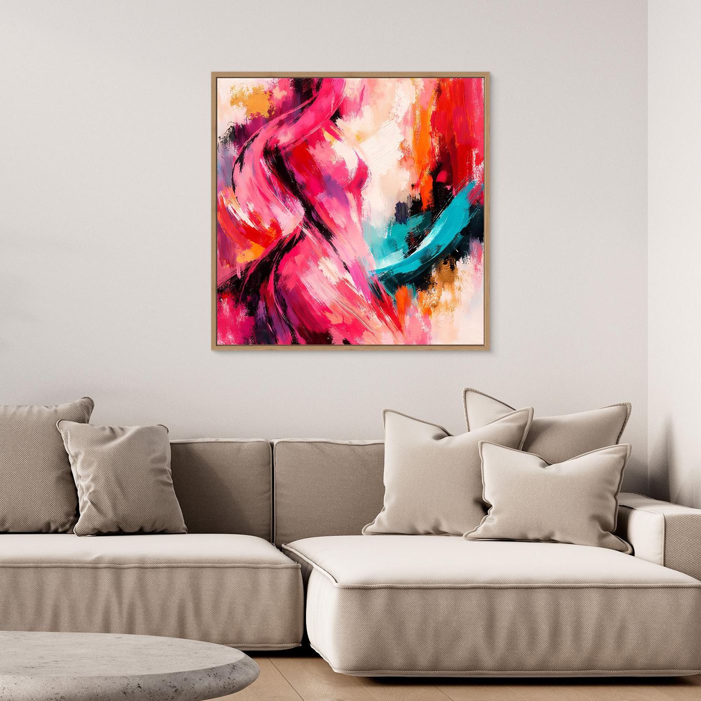 Leinwandbild Abstrakte Weibliche Silhouette | Elegantes Farbenfrohes Wandbild auf echtem Holzkeilrahmen