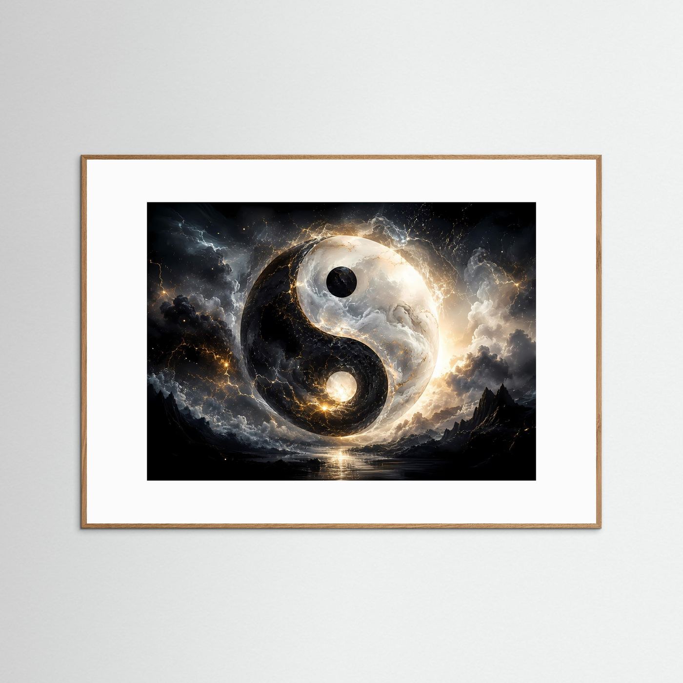 Yin Yang Poster | Spirituelle Wandkunst | Kosmisches Balance Symbol | Abstrakte Schwarz Weiß Kunst | Moderner Fine Art Kunstdruck