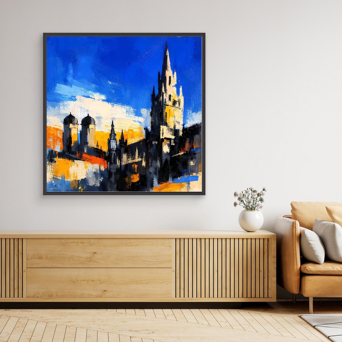Leinwand Historische Stadtkulisse bei Sonnenuntergang | Abstraktes Architektur Wandbild