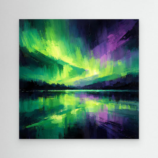Leinwand Magisches Polarlicht | Abstraktes Nordlicht Natur Wandbild