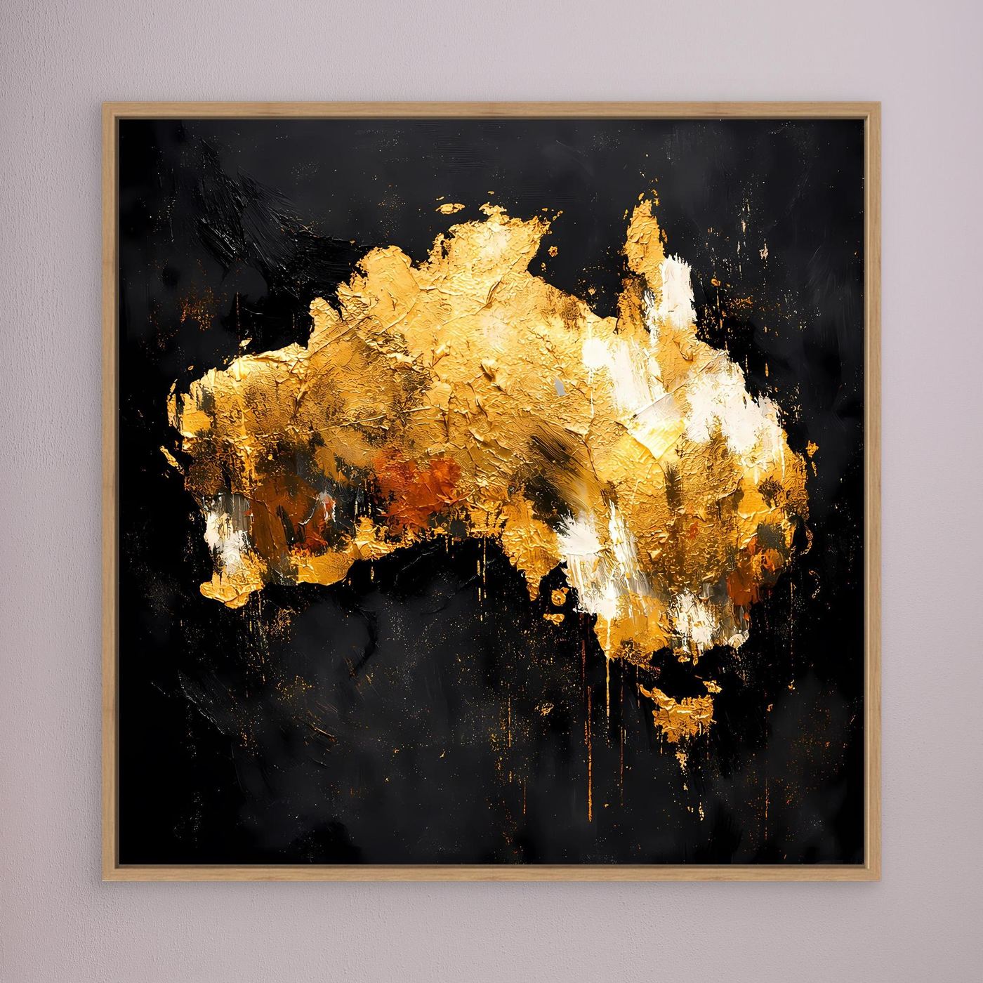 Leinwand Goldene Landkarte von Australien | Modernes Luxus Wandbild Kontinent