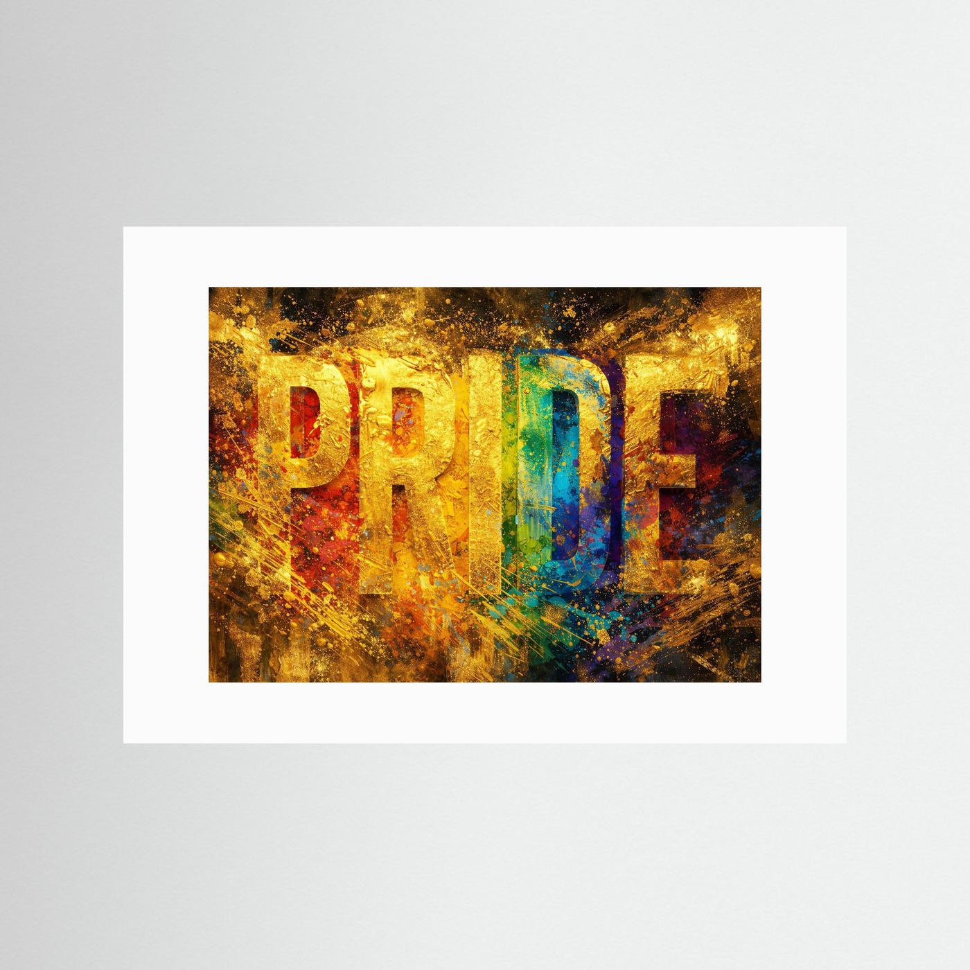 Poster mit PRIDE-Aufdruck, ohne Rahmen, Gold-Bunt-Design
