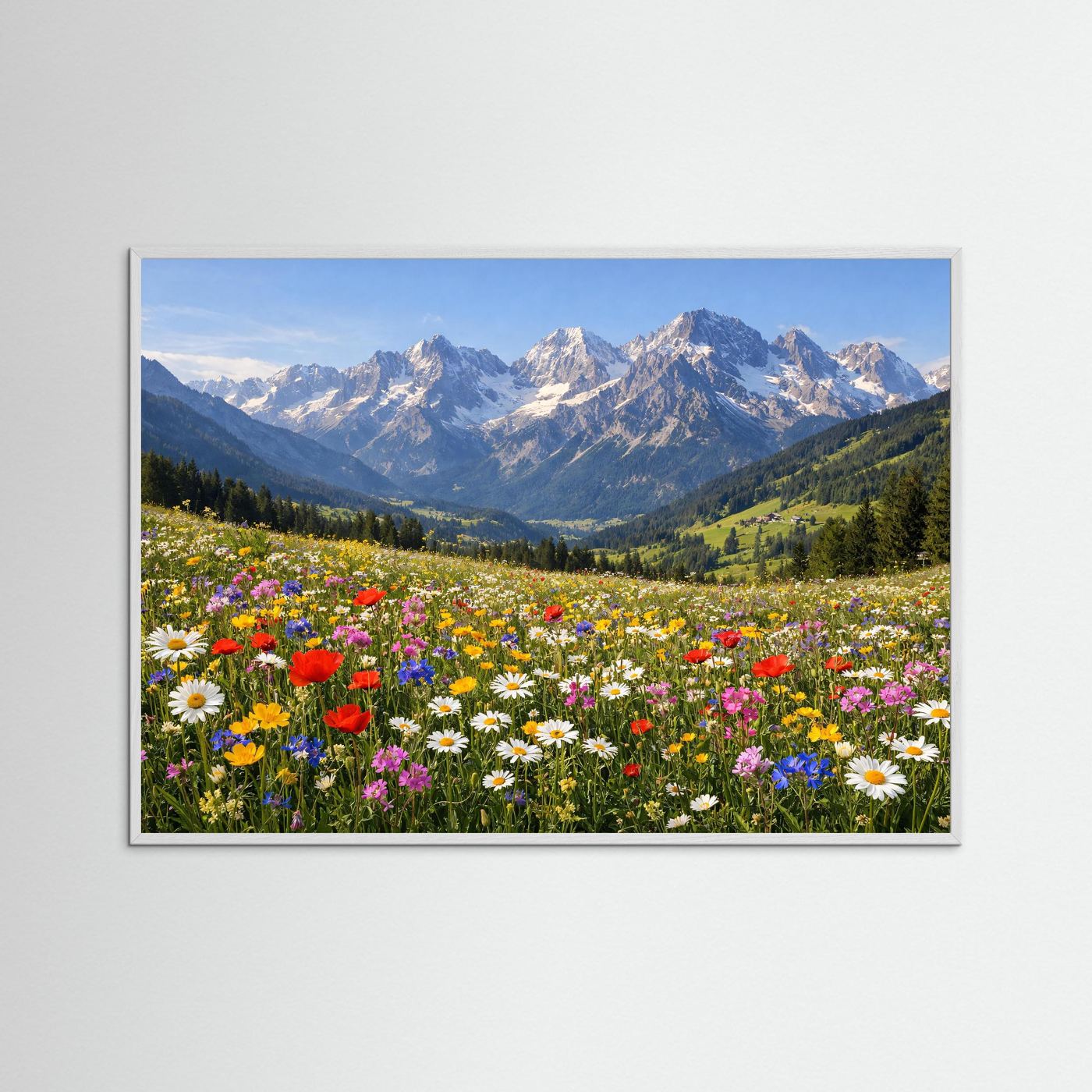 Blühende Alpenwiese vor schroffen Gipfeln | Panorama Berg & Natur Poster Querformat