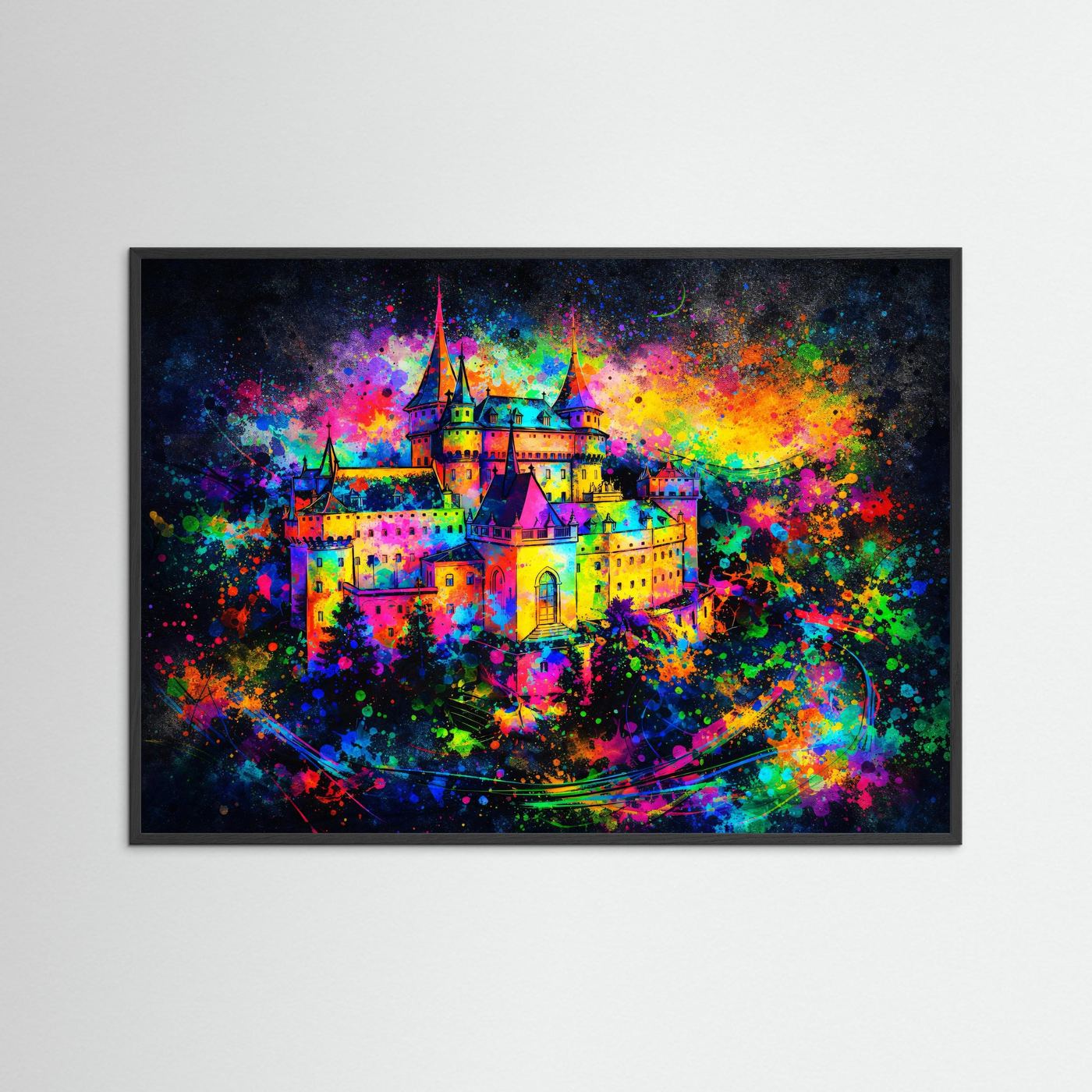 Magisches Märchenschloss | Farbgewaltiges Schloss & Fantasy Poster Querformat