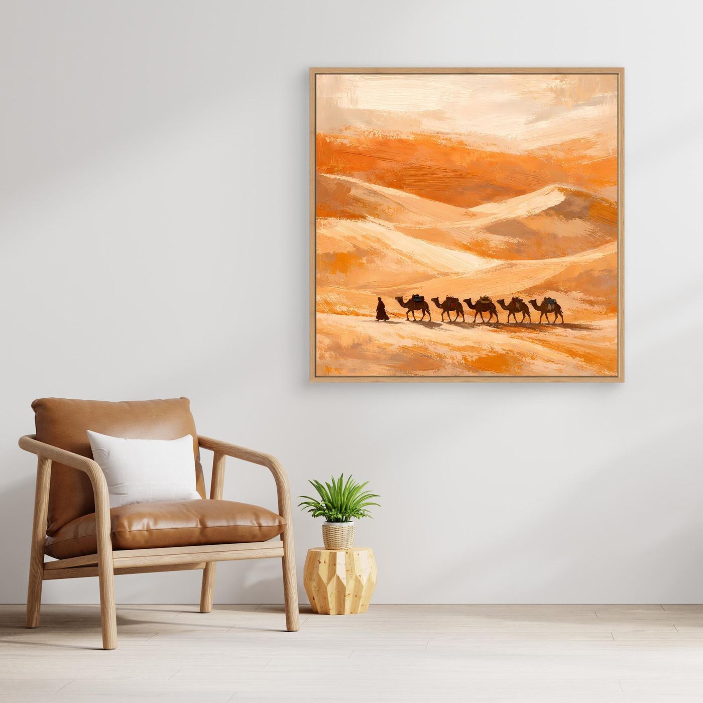 Leinwand Kamelkarawane in der Wüste | Abstraktes Orient Wandbild