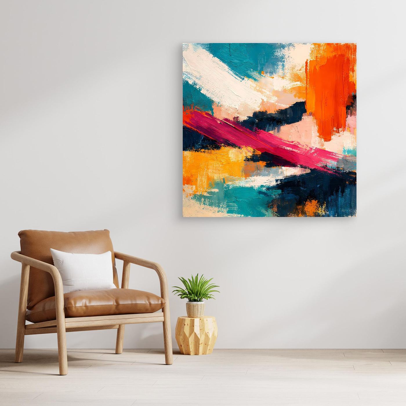 Premium Leinwand Modernes Abstraktes Gemälde | Wandbild Farbexplosion im Impasto-Stil
