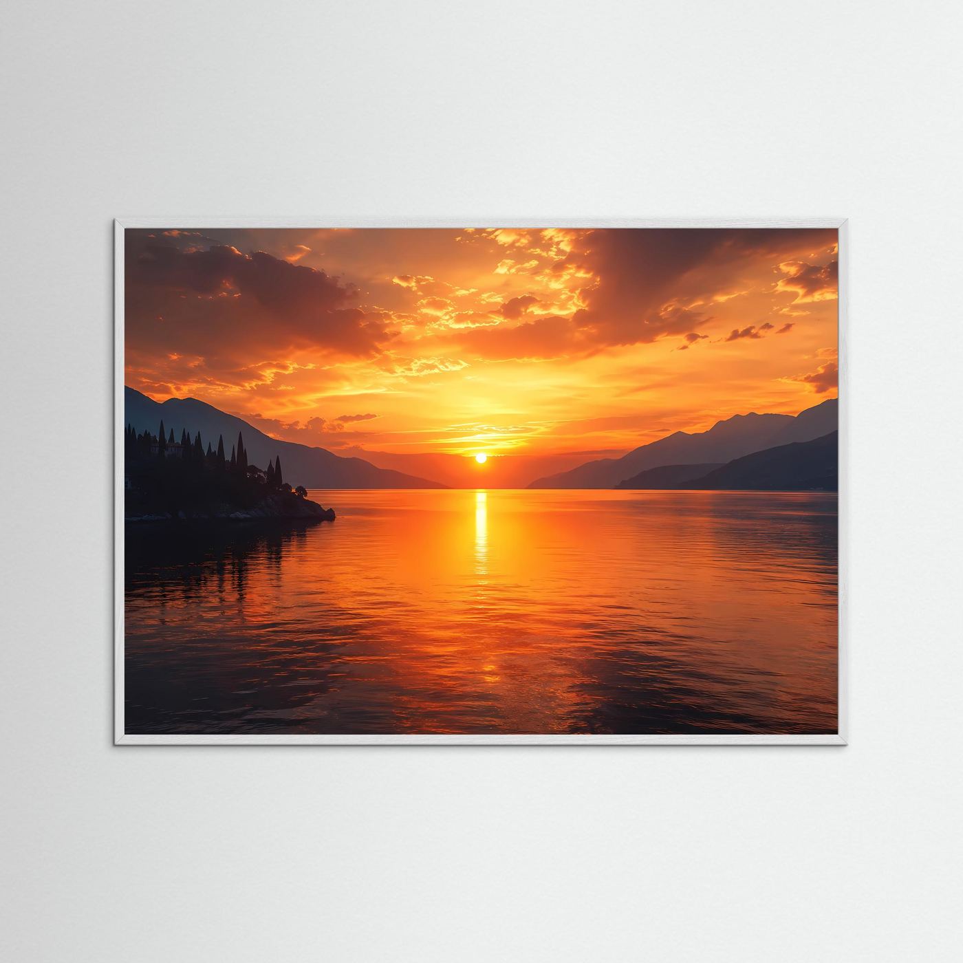 Goldener Abend am See | Romantisches Sonnenuntergang Panorama Poster