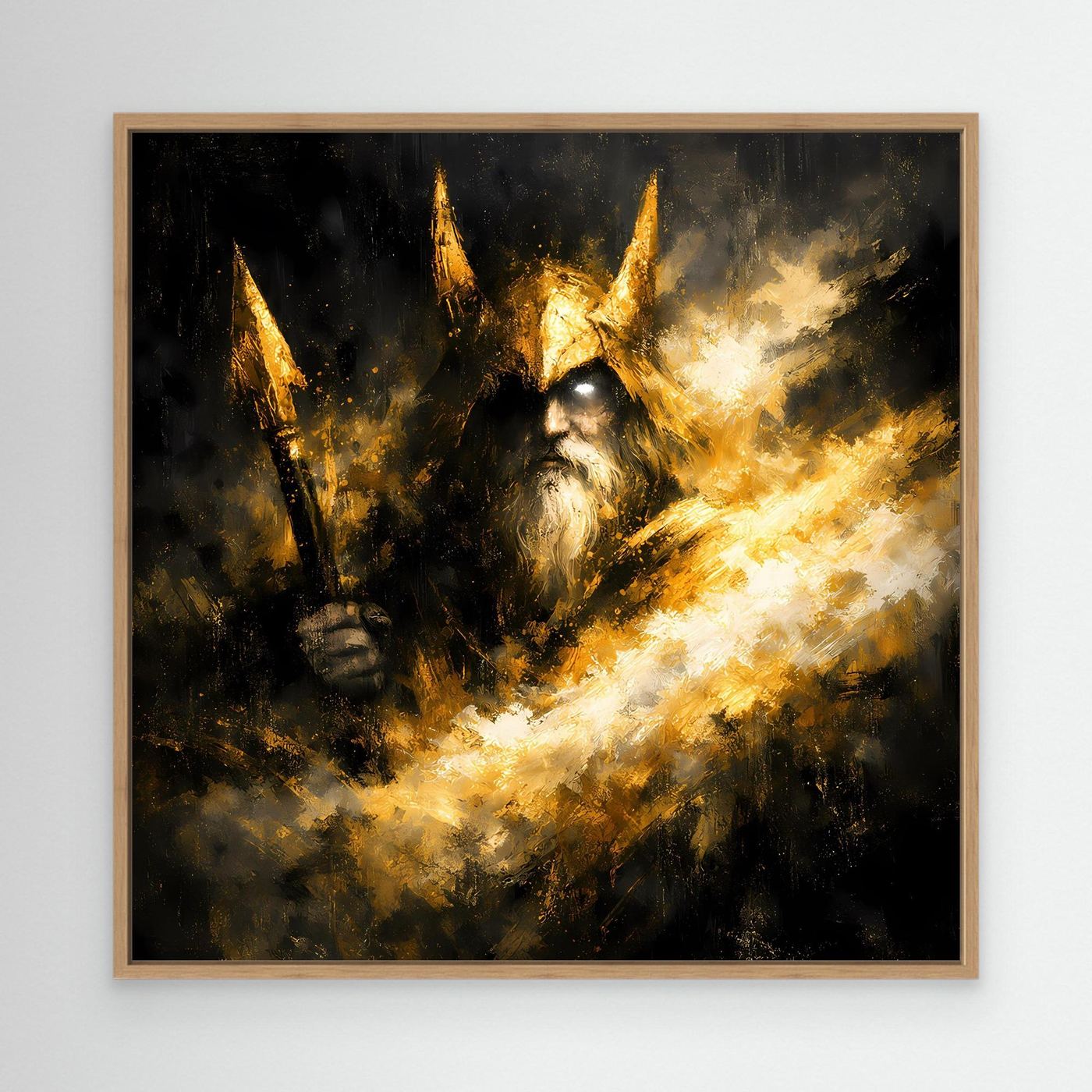 Leinwand Goldener Odin Nordischer Gott | Abstraktes Wikinger Wandbild Modern