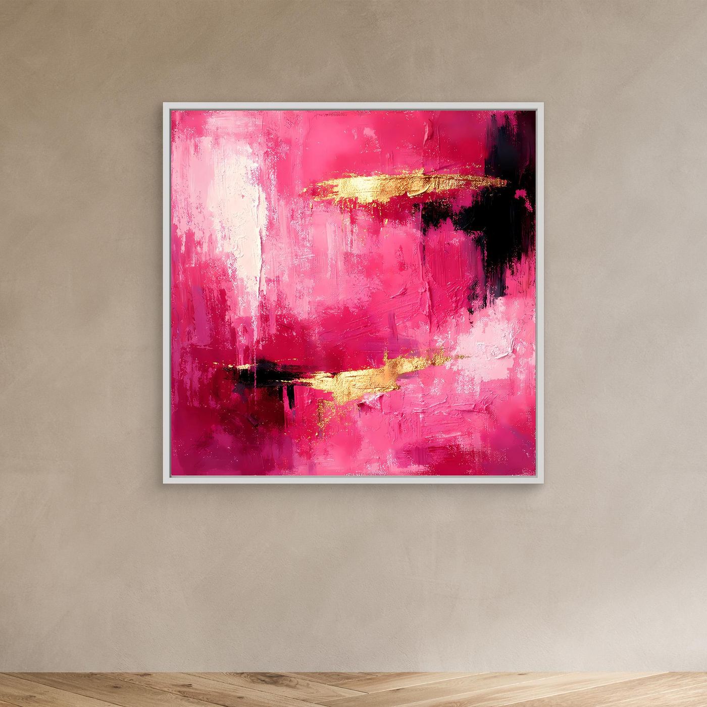 Leinwand Abstraktes Gemälde in Rosa und Gold | Modernes Elegantes Wandbild