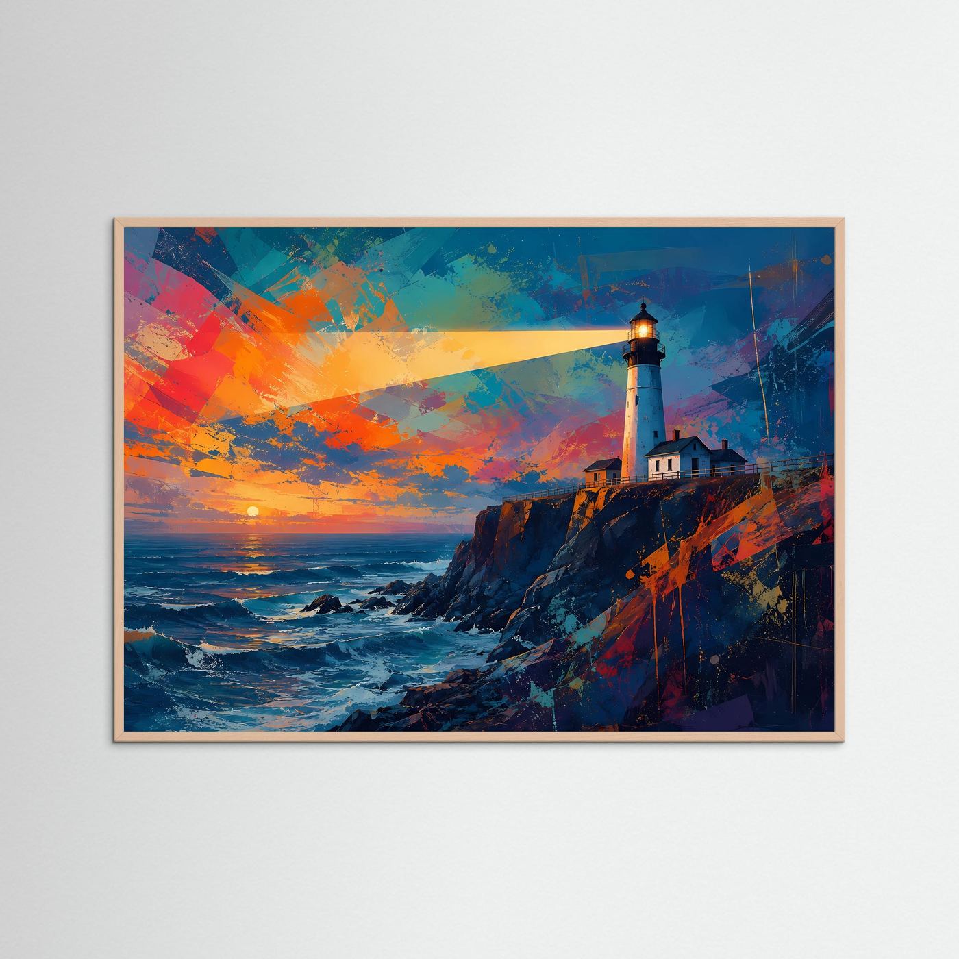 Leuchtturm im Abendlicht | Maritimes Panorama & Kunstdruck Querformat