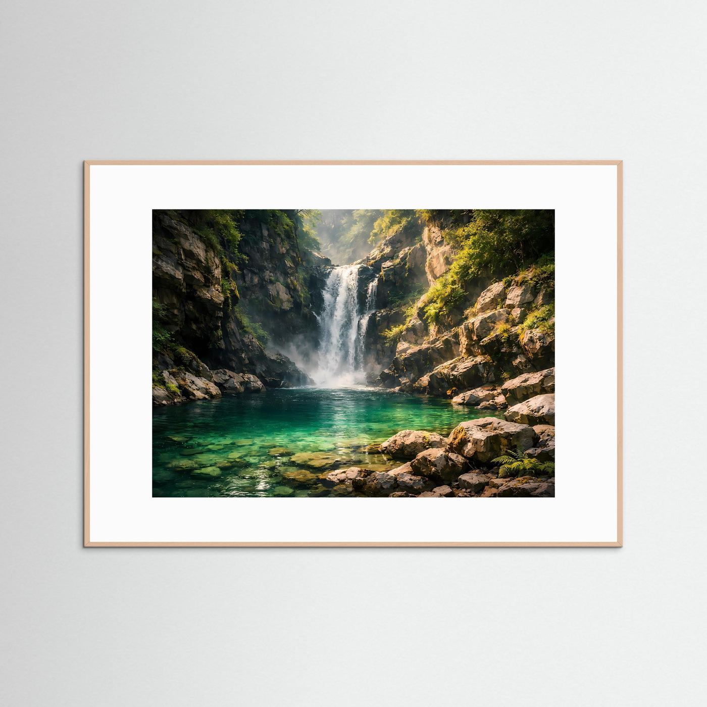Versteckter Wasserfall in der Schlucht | Panorama Natur & Wasser Poster Querformat