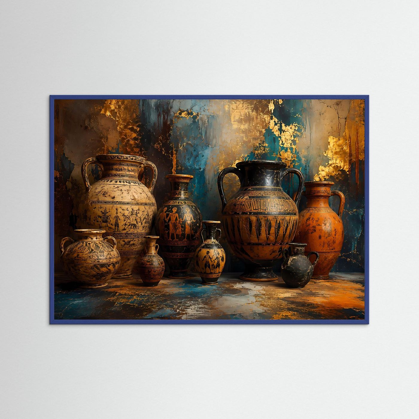 Antike Amphoren Poster | Griechische Keramik Wandbild | Mediterrane Kunst | Historische Vasen Stillleben | Moderne Fine Art Wanddekoration | Premium Print
