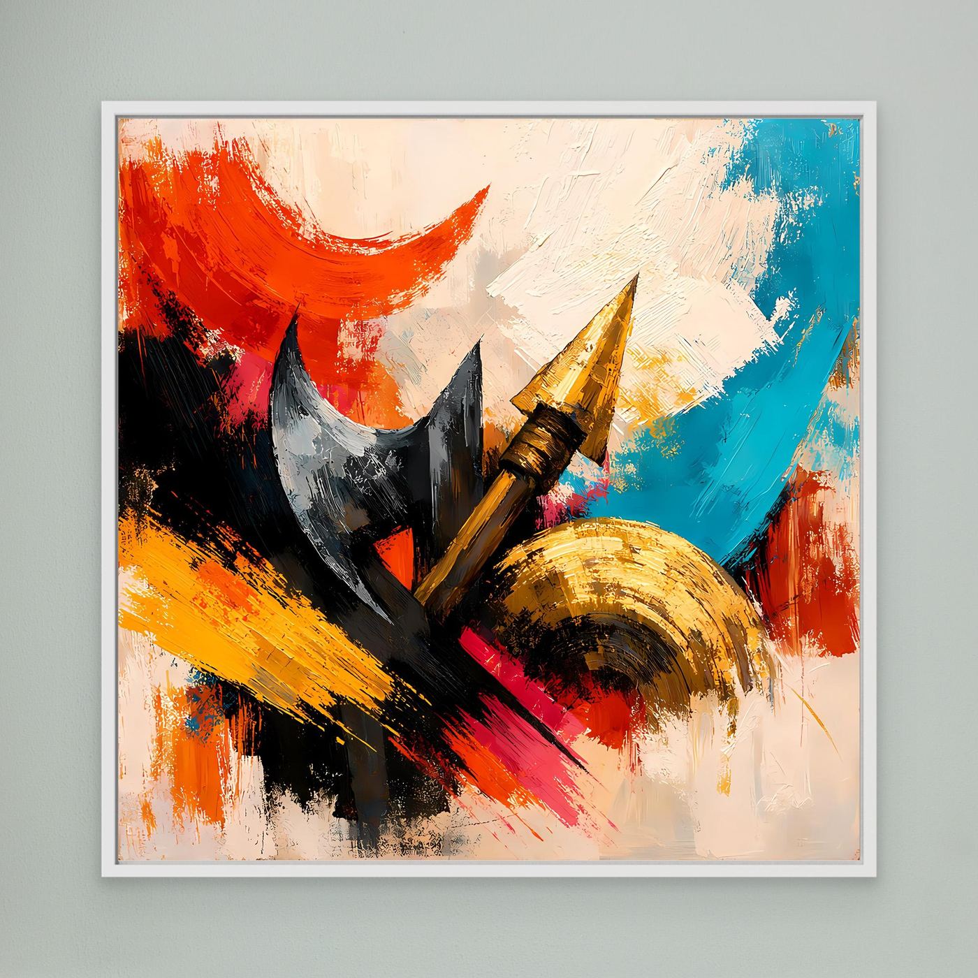 Premium Leinwand Abstrakte Wikinger Waffen | Modernes Kunst Poster Historische Wanddeko