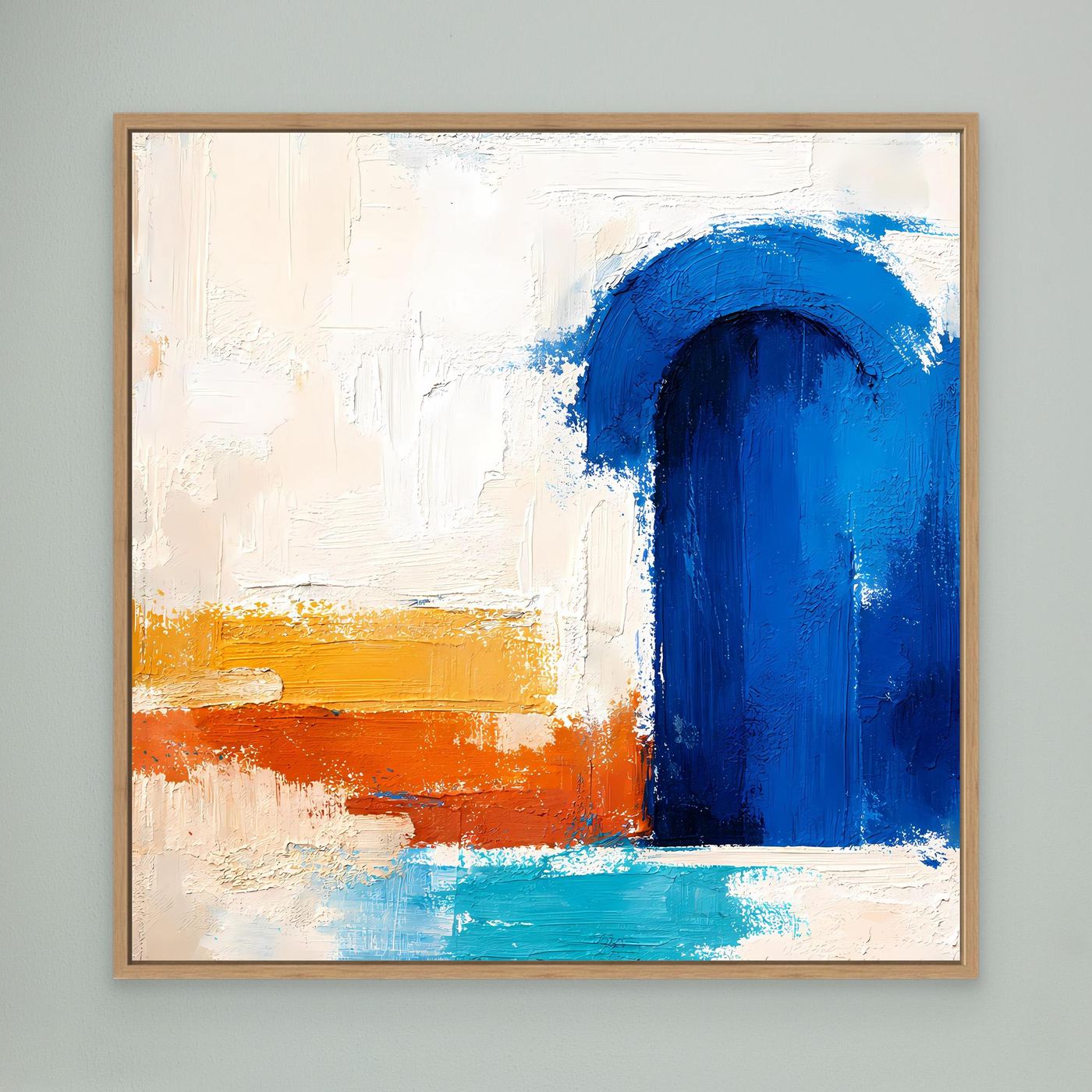 Leinwand Blauer Marokkanischer Torbogen | Abstraktes Orientalisches Wandbild