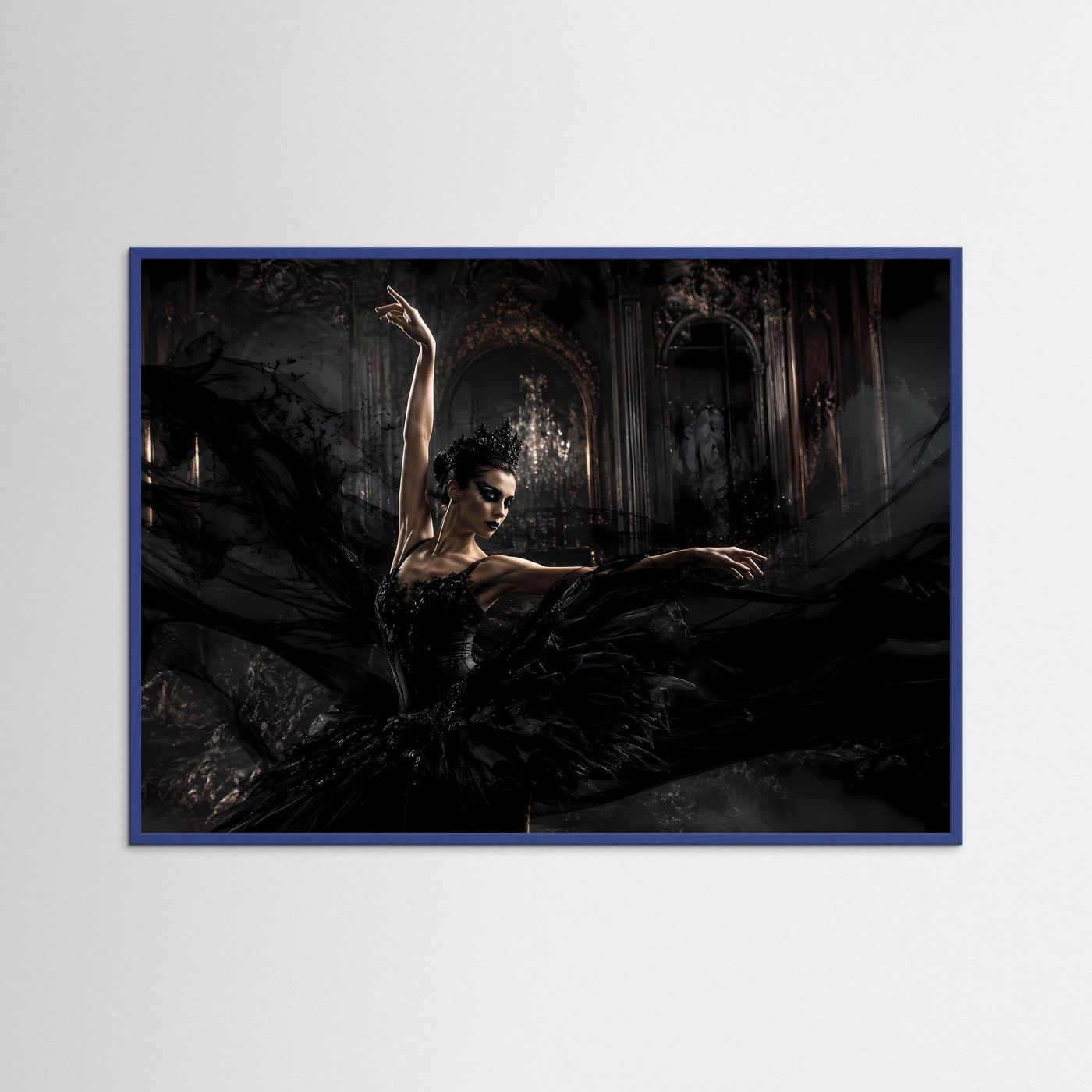 Dramatische Schwarzer Schwan Ballerina | Gothic & Eleganz Kunst Poster Querformat