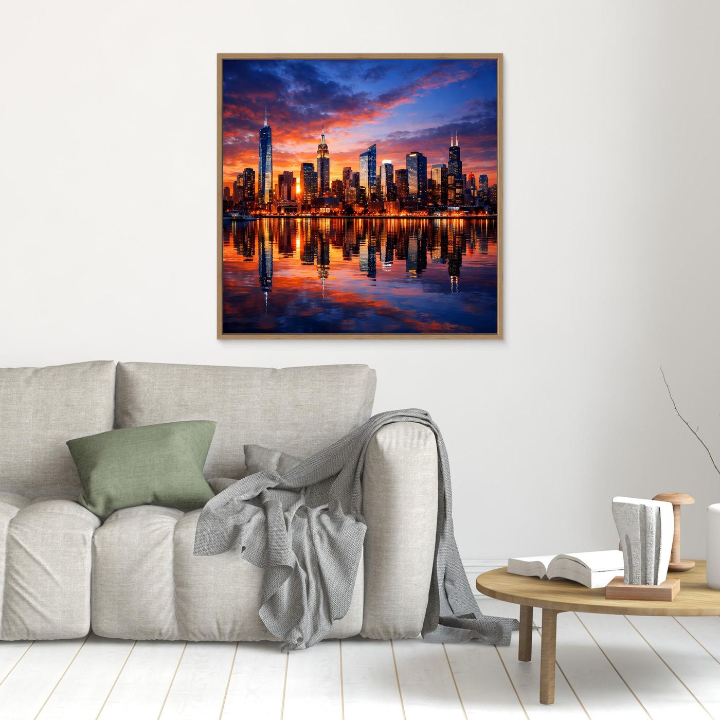 Leinwand Atemberaubende City Skyline im Abendrot | Urbanes New York Stil Wandbild