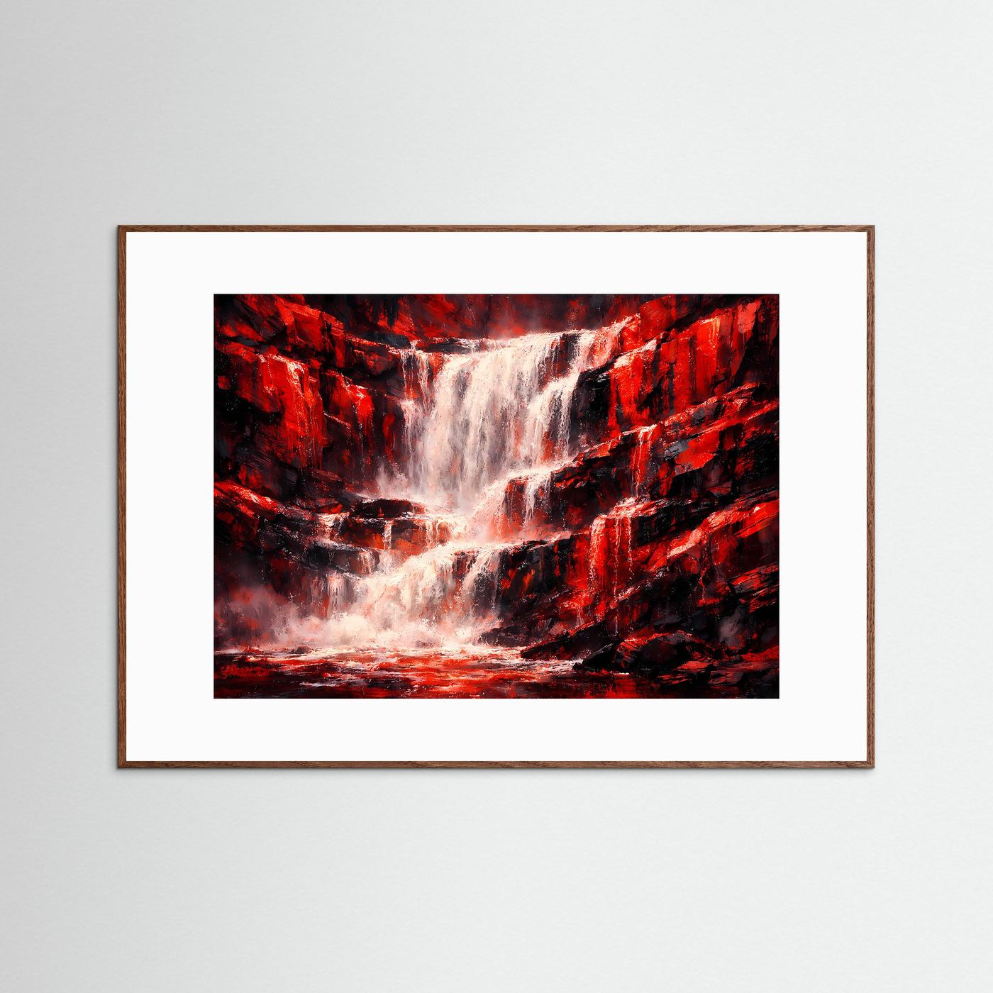 Dramatischer roter Wasserfall | Gewaltige Natur & Felsen Poster Querformat