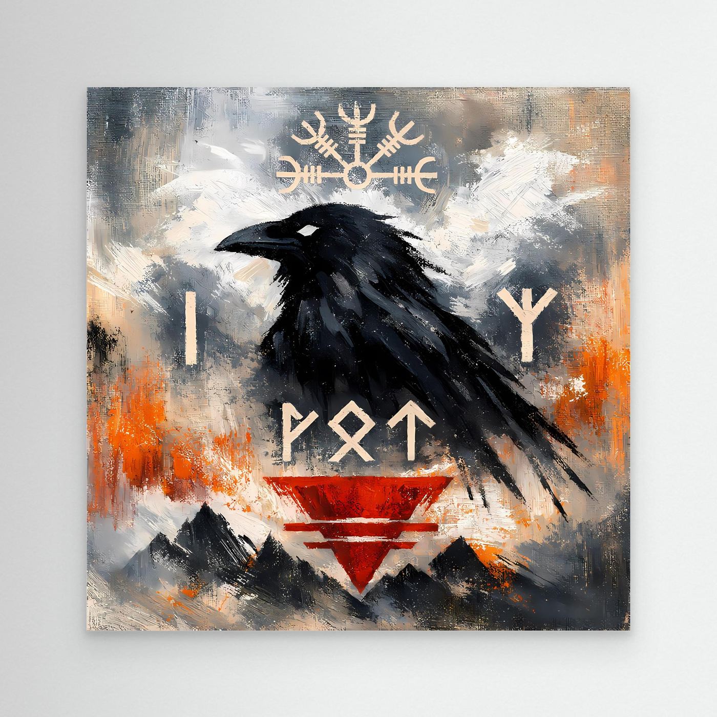 Leinwand Odin's Rabe | Wikinger Runen & Vegvísir Nordisches Wandbild