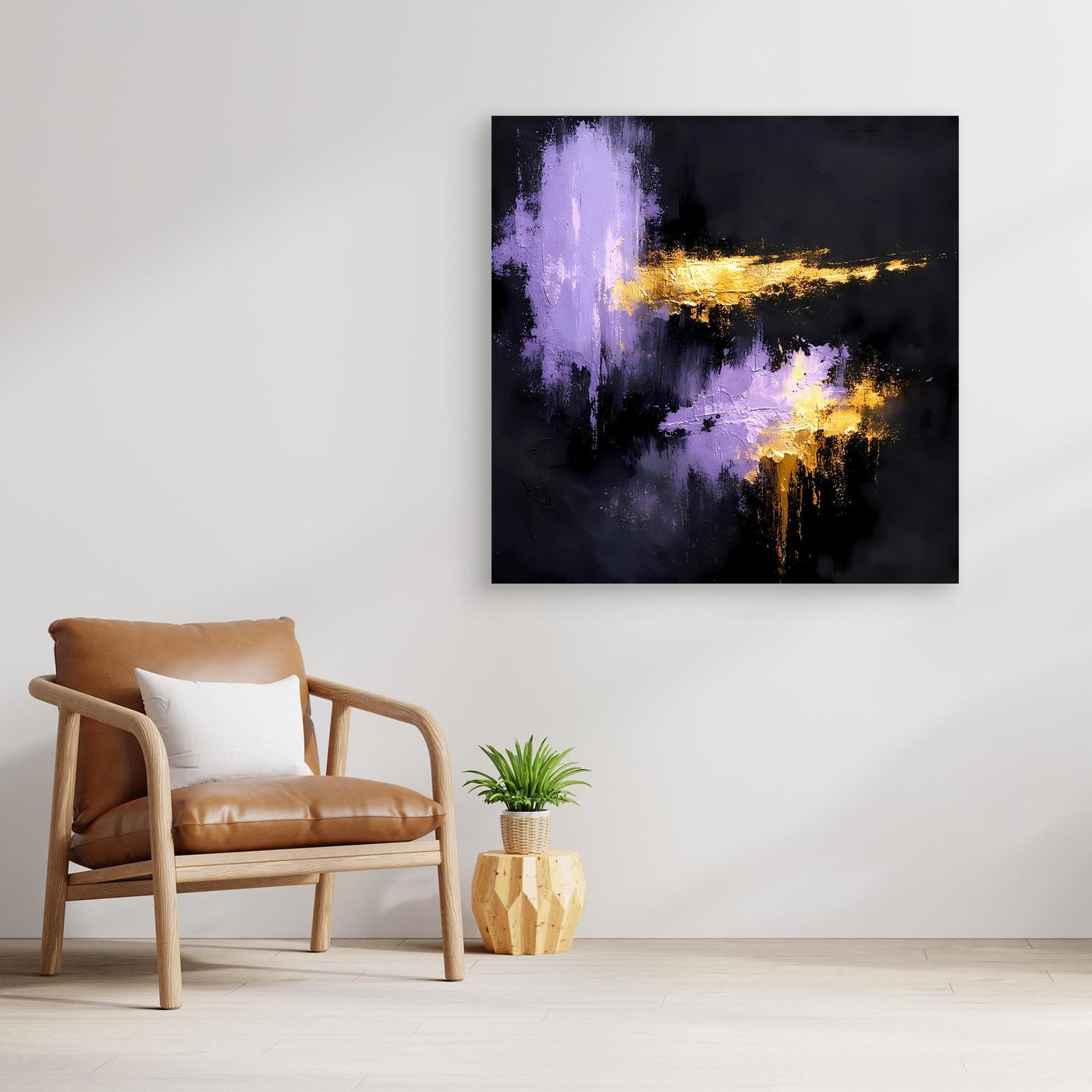 Leinwand Elegante Lila Nuancen und Gold | Modernes Abstraktes Expressionismus Wandbild