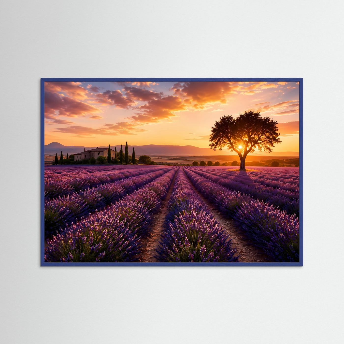 Lavendelzauber in der Provence | Romantisches Sonnenuntergang Poster im Querformat