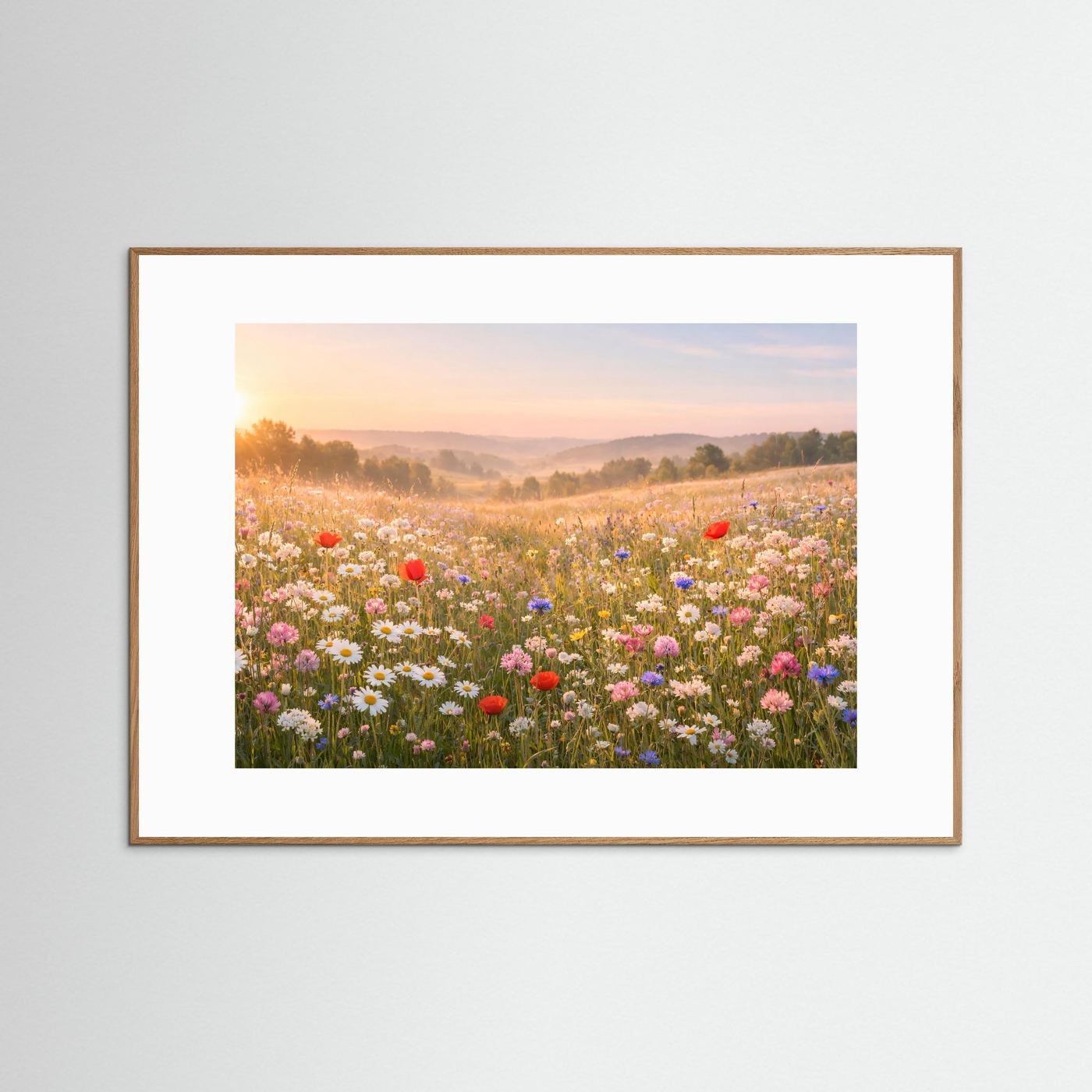 Blumenwiese im Morgenlicht | Sommer Naturposter Querformat