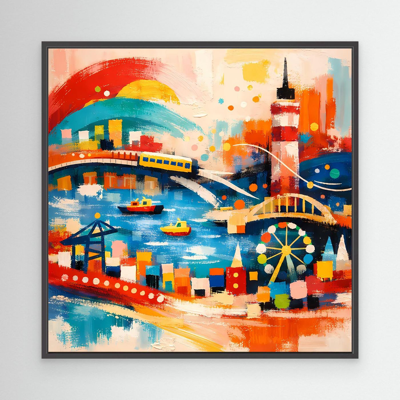 Leinwand Abstraktes Hamburg Hafen Wandbild | Buntes Maritimes Kunstwerk