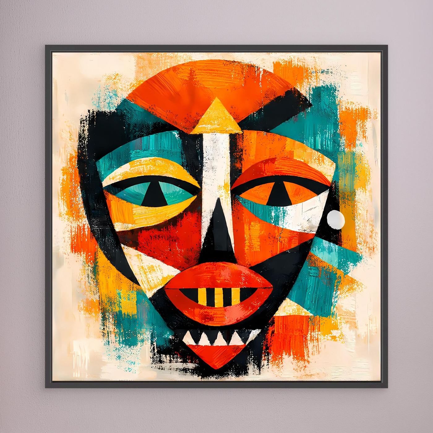 Leinwand Abstrakte Afrikanische Maske | Kubistisches Modern Art Wandbild