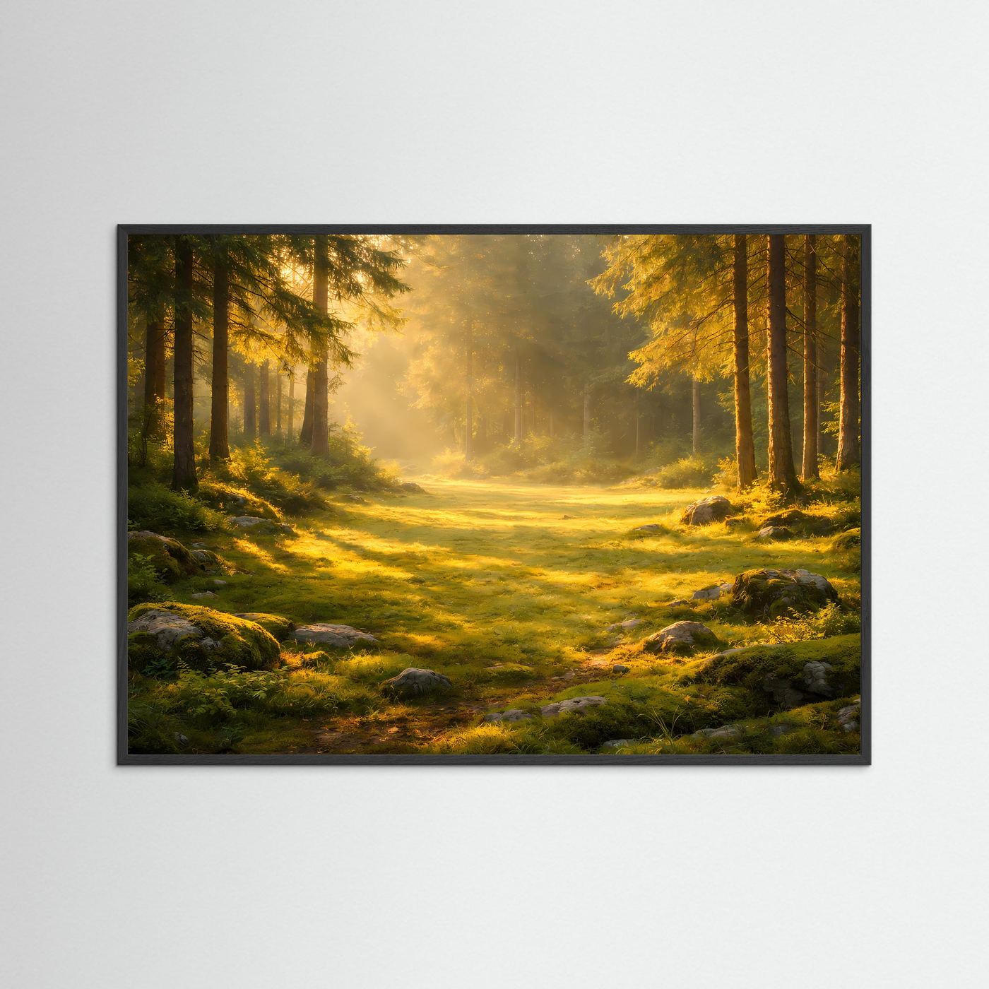 Magischer Sonnenstrahl im verzauberten Wald | Natur & Landschafts-Wandbild